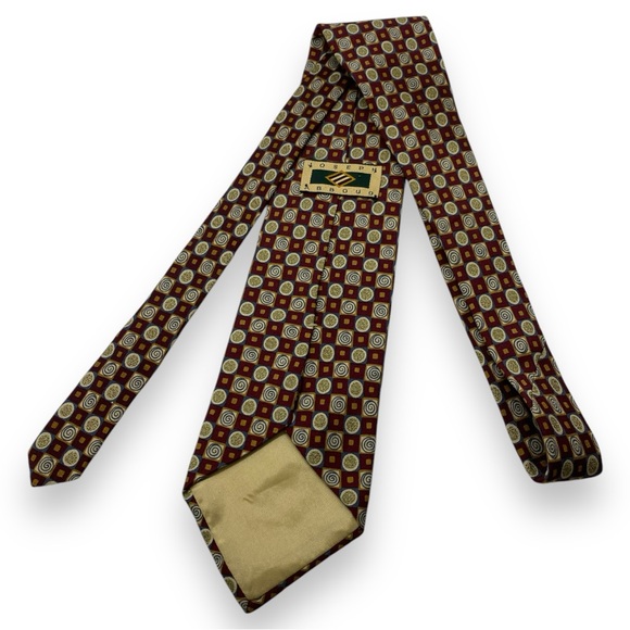 Joseph Abboud 100% Italian Silk Circle Square Swirl Print Necktie Made in USA - Picture 3 of 3